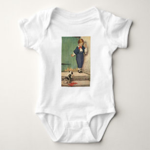 Junge mit Welpenhund Baby Strampler