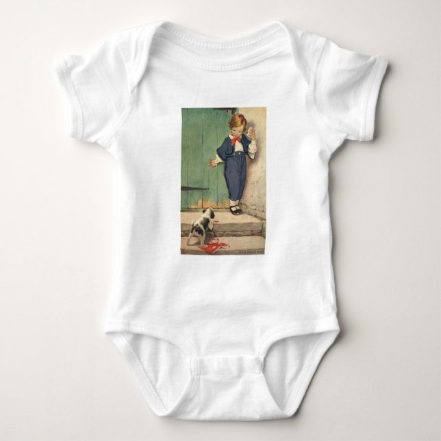 Junge mit Welpenhund Baby Strampler (Vorderseite)