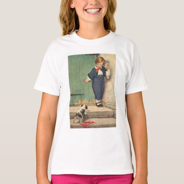 Junge mit Welpenhund T-Shirt (Vorderseite)