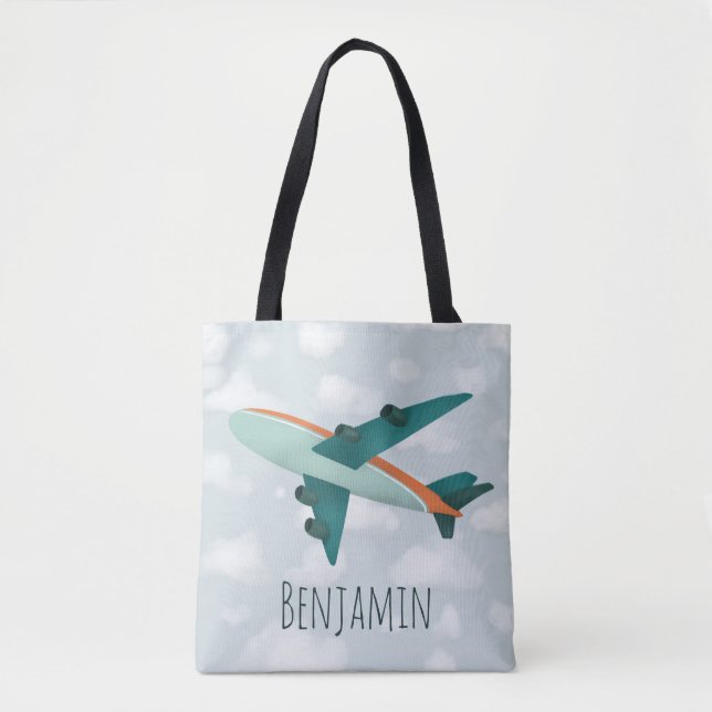 Junge moderne und Niedliche blaue Flugzeuge Kinder Tasche (Vorderseite)