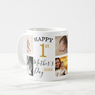 Junge Mutter 8 Foto Collage zum ersten Muttertag Kaffeetasse