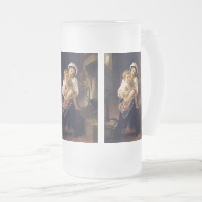 Junge Mutter, die ihr Kind anscheut Mattglas Bierglas (VorderseiteRechts)