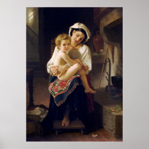 Junge Mutter, die ihr Kind anscheut Poster