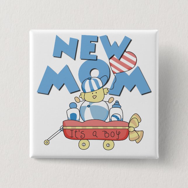 Junge Mutter Es ist ein Boy Tshirts und Geschenke Button (Vorderseite)
