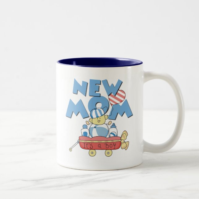 Junge Mutter Es ist ein Boy Tshirts und Geschenke Zweifarbige Tasse (Rechts)