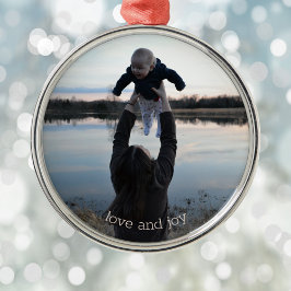 Junge Mutter Liebe und Joy Foto Weihnachtsmetall O Ornament Aus Metall
