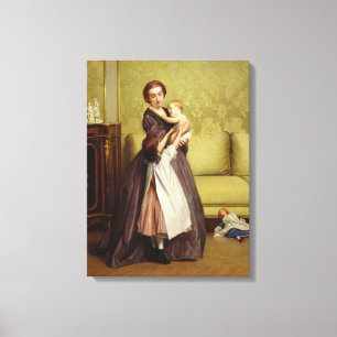 Junge Mutter mit ihren Kindern im Salon Leinwanddruck