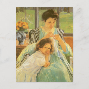 Junge Mutter Nähen von Mary Cassatt, Vintag Art Postkarte