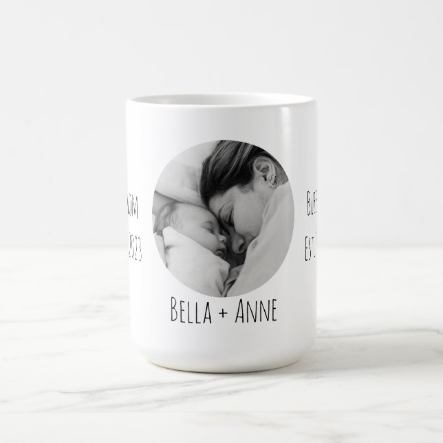 Junge Mutter|Personalisierte Namen| Ein Foto Kaffeetasse (Mittel)