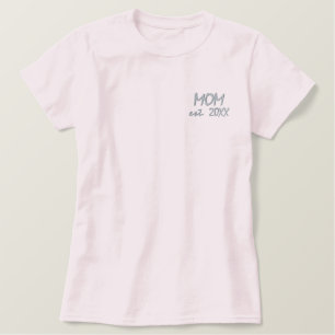 Junge Mutter Schwangerschaft Ankündigung Geschlech Besticktes T-Shirt