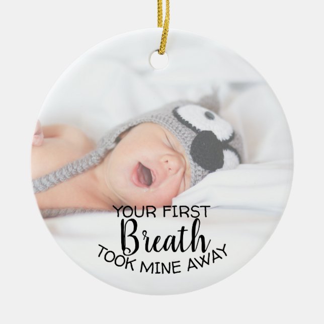 Junge Mutter Vater Baby Foto Ornament (Vorne)