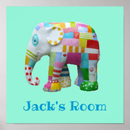 Junge Name Niedliches Spielzeug Patchwork Elefant Poster