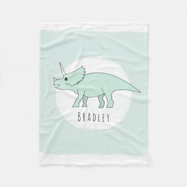 Junge Niedliche grüne Triceratops Dinosaur und Nam Fleecedecke (Vorderseite)