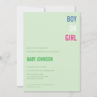 Junge oder Mädchen Babyparty-Einladung Einladung