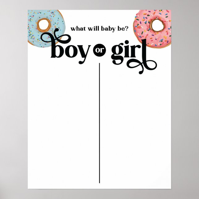 Junge oder Mädchen Donut Gender Reveal Baby Voting Poster (Vorne)