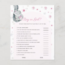 Junge oder Mädchen Elephant Pink Winter Baby Dusch