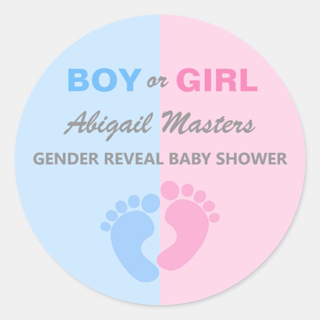 Junge oder Mädchen Gender Reveal Baby Shower Baby  Runder Aufkleber (Vorderseite)