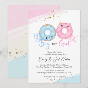 Junge oder Mädchen Gender Reveal Donut Niedlich Ka Einladung