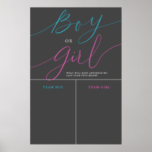 Junge oder Mädchen Gender Reveal Graue Vorhersage  Poster