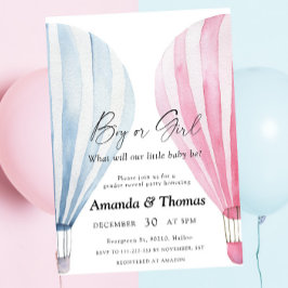 Junge oder Mädchen - Heißluftballons - Gender-Enth Einladung