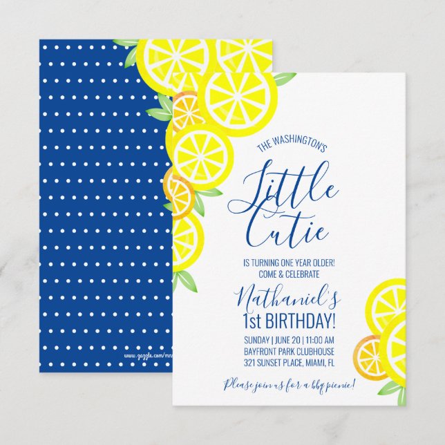 Junge oder Mädchen JEDES ALTER Limonade BIRTHDAY P Einladung (Vorne/Hinten)