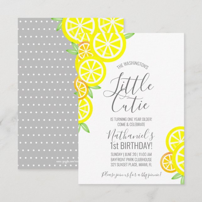 Junge oder Mädchen JEDES ALTER Limonade GEBURTSTAG Einladung (Vorne/Hinten)