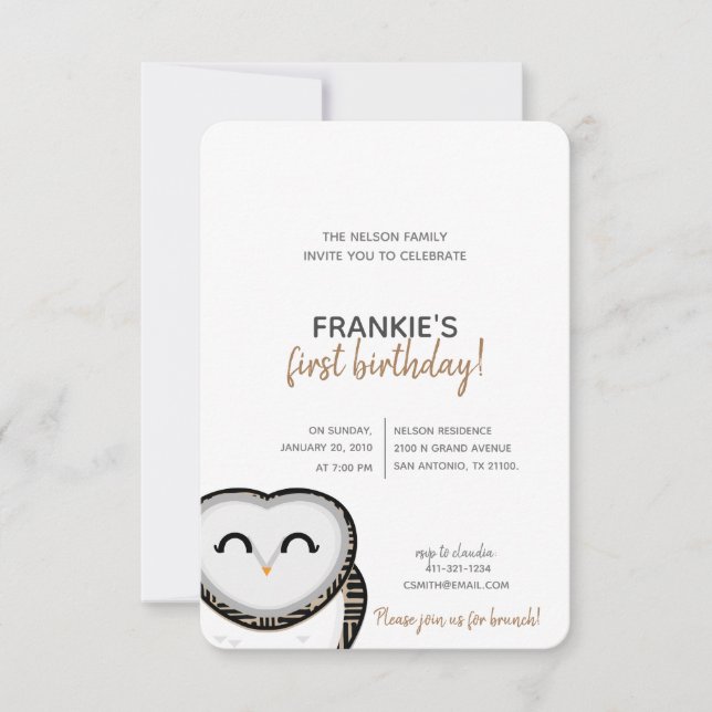 Junge oder Mädchen JEDES JAHRESJAHRESJAHR OWL GEBU Einladung (Vorderseite)