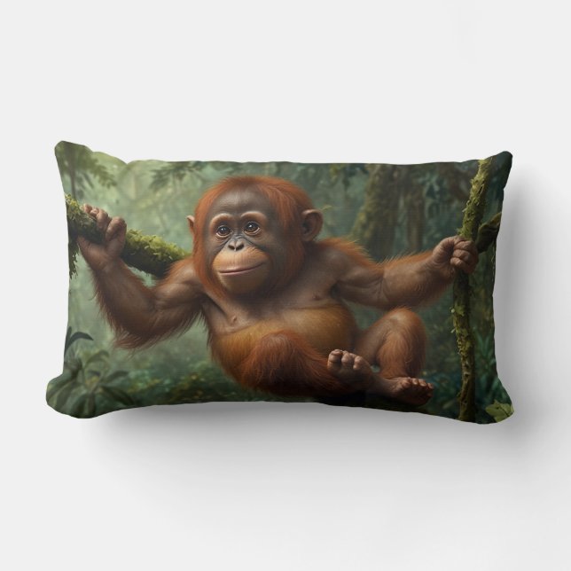 Junge Orangutan in einem Regenwald Lendenkissen (Vorderseite)