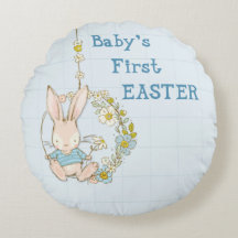 Junge Osterhase auf Blume Swing Round Pillo
