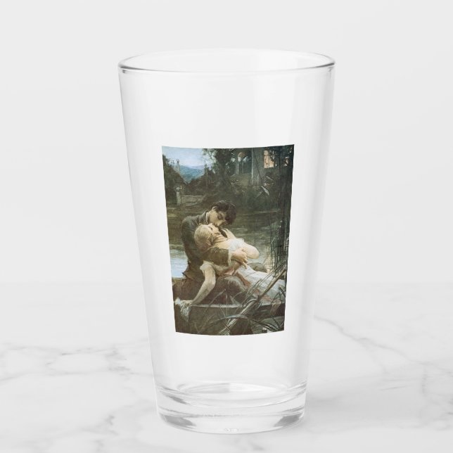 Junge Paare in der Liebe (Küssen in einem Boot) Glas (Vorderseite)