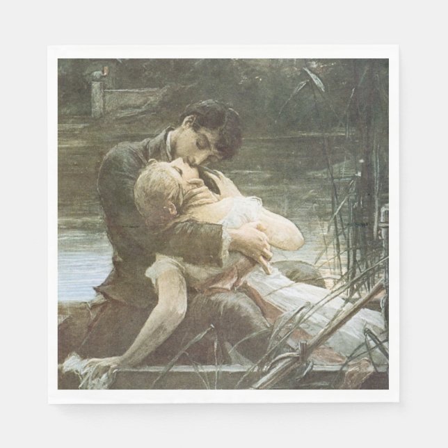 Junge Paare in Liebe (Hochzeitsfeier) (Kiss) Serviette (Vorderseite)