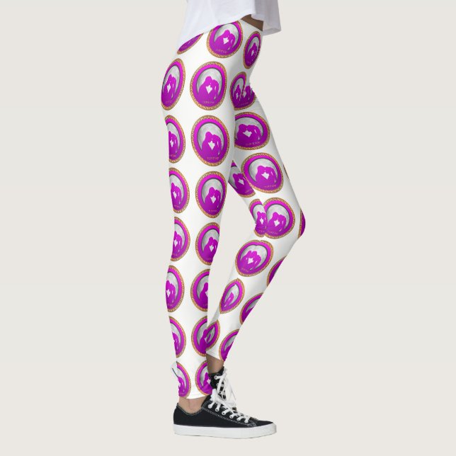 Junge Paare rosa Silhouette küsst sich gegenseitig Leggings (Rechts)