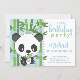 Junge Panda gebt Geburtstagseinladung, einladen. Einladung