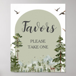 Junge Pine Tree Forest Mountain Babydusche Favorit Poster