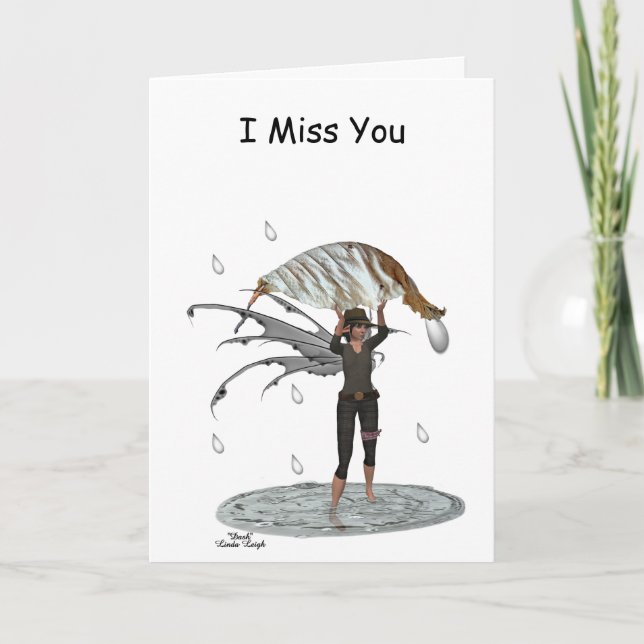 Junge Rain Fairy mit geklappter Leaf-Grußkarte Karte (Vorderseite)