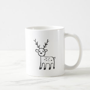Junge Rotwild in der Schwarzweiss-Skizze Kaffeetasse