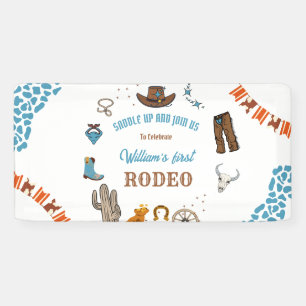 Junge Rounded First Rodeo 1. Party Geburtstag Banner