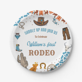 Junge Rounded First Rodeo 1. Party Geburtstag Pappteller