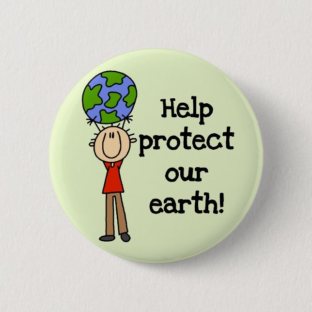 Junge schützen unsere ErdT - Shirts und -geschenke Button (Vorderseite)