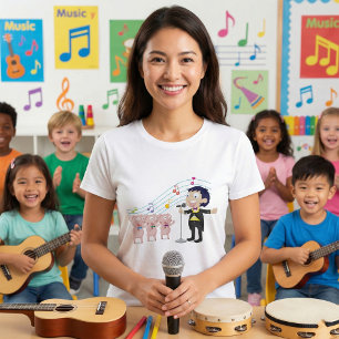 Junge singt mit Drei-Schweine-Chor T-Shirt