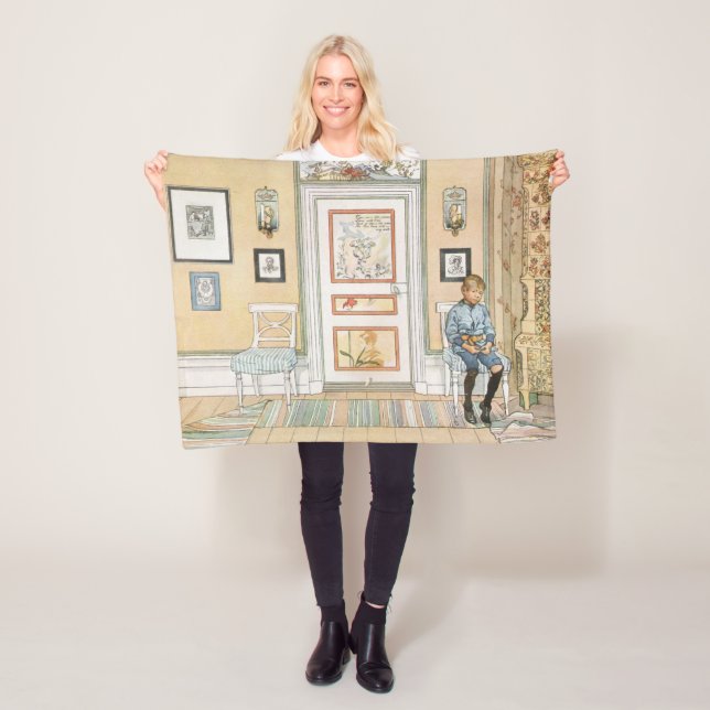 Junge sitzt in der Ecke (von Carl Larsson) Fleecedecke (Beispiel)