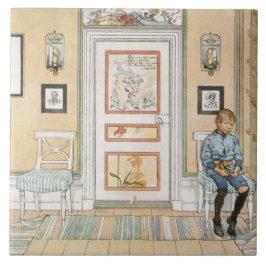 Junge sitzt in der Ecke (von Carl Larsson) Fliese