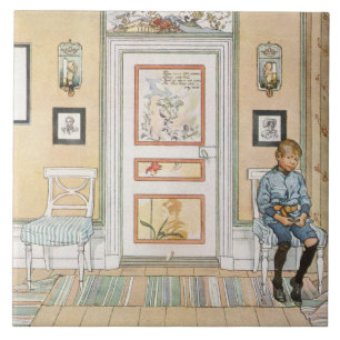 Junge sitzt in der Ecke (von Carl Larsson) Fliese