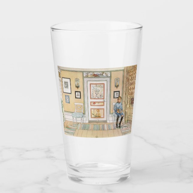 Junge sitzt in der Ecke (von Carl Larsson) Glas (Vorderseite)