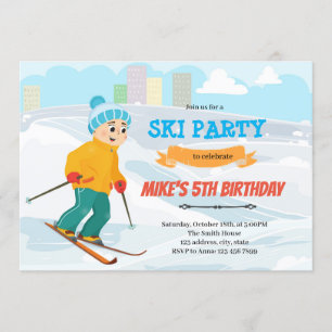 Junge Ski Geburtstag Thema Einladung