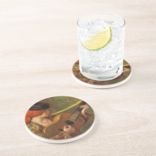 Junge Spanierin mit einer Gitarre von Pierre Renoi Getränkeuntersetzer