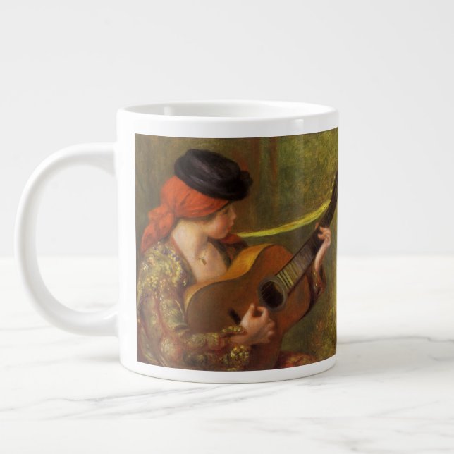 Junge Spanische Frau mit Gitarre von Pierre Renoir Jumbo-Tasse (Links)