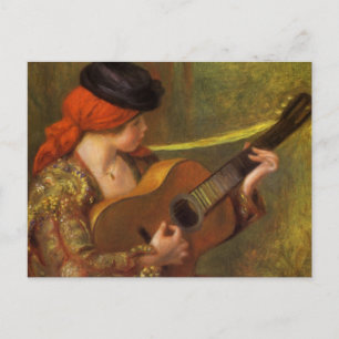 Junge Spanische Frau mit Gitarre von Pierre Renoir Postkarte