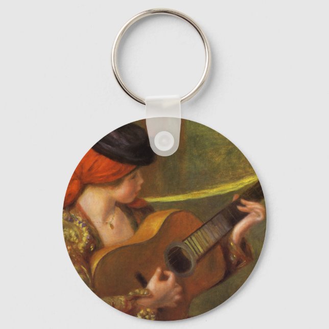 Junge Spanische Frau mit Gitarre von Pierre Renoir Schlüsselanhänger (Vorderseite)
