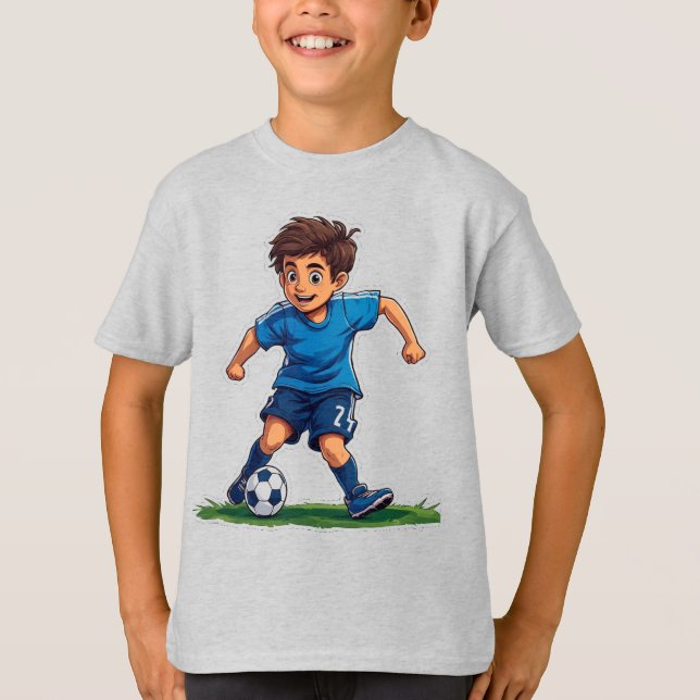 Junge spielt Fußball T-Shirt (Vorderseite)